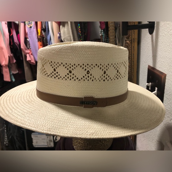 Stetson Cream Straw Hat - Picture 2 of 3